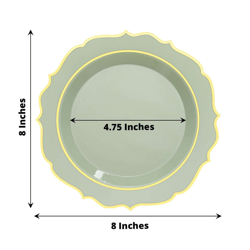 10 pcs 8" White Plastic Dessert Plates With Scalloped Rim - Disposable Tableware