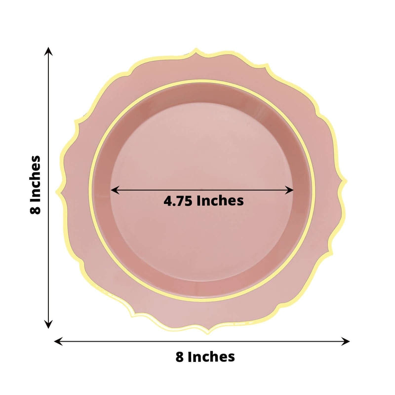 10 pcs 8" White Plastic Dessert Plates With Scalloped Rim - Disposable Tableware