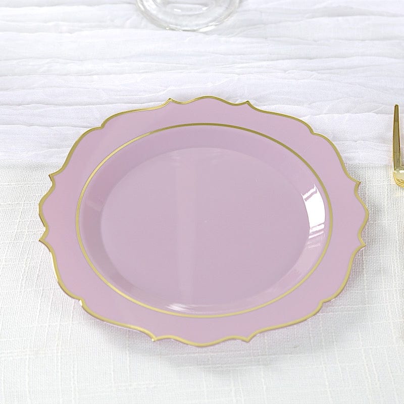 10 pcs 8" White Plastic Dessert Plates With Scalloped Rim - Disposable Tableware
