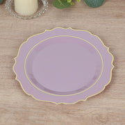 10 pcs 8" White Plastic Dessert Plates With Scalloped Rim - Disposable Tableware