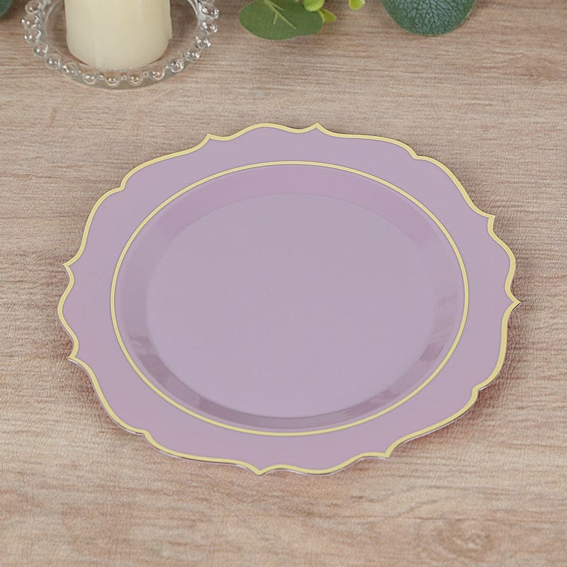 10 pcs 8" White Plastic Dessert Plates With Scalloped Rim - Disposable Tableware