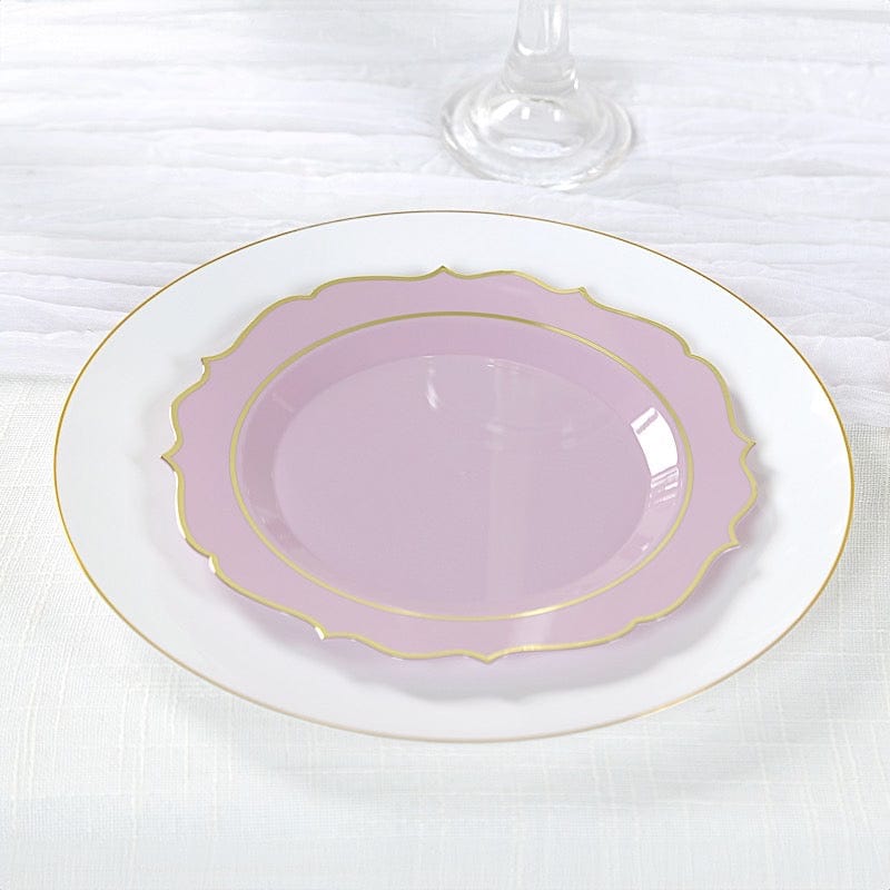 10 pcs 8" White Plastic Dessert Plates With Scalloped Rim - Disposable Tableware