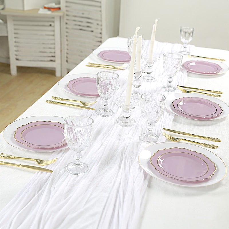 10 pcs 8" White Plastic Dessert Plates With Scalloped Rim - Disposable Tableware