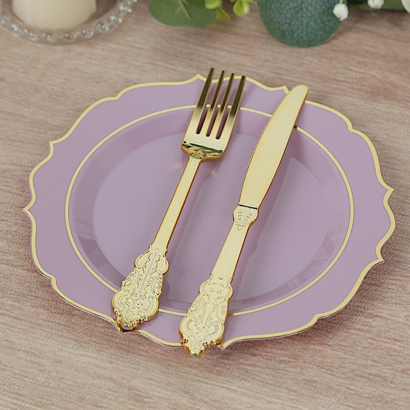 10 pcs 8" White Plastic Dessert Plates With Scalloped Rim - Disposable Tableware