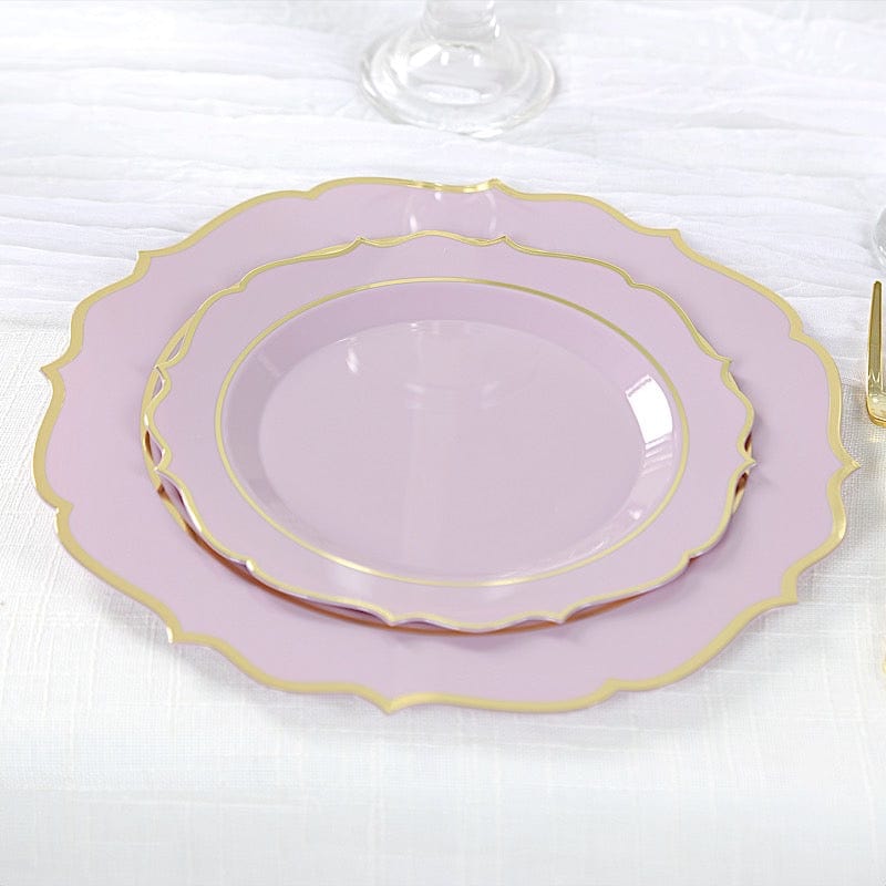 10 pcs 8" White Plastic Dessert Plates With Scalloped Rim - Disposable Tableware