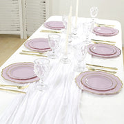 10 pcs 8" White Plastic Dessert Plates With Scalloped Rim - Disposable Tableware