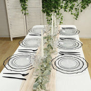 10 pcs 8" White Plastic Dessert Plates With Scalloped Rim - Disposable Tableware
