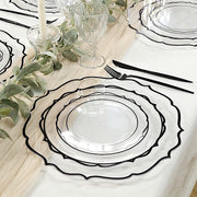 10 pcs 8" White Plastic Dessert Plates With Scalloped Rim - Disposable Tableware