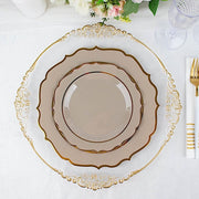 10 pcs 8" White Plastic Dessert Plates With Scalloped Rim - Disposable Tableware