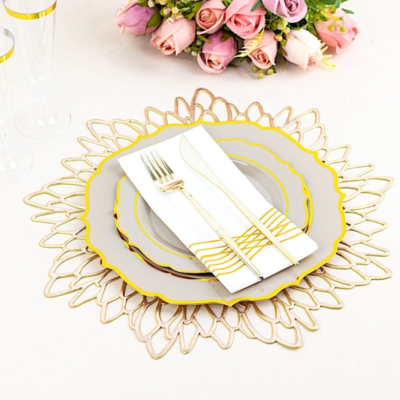 10 pcs 8" White Plastic Dessert Plates With Scalloped Rim - Disposable Tableware