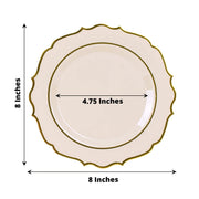 10 pcs 8" White Plastic Dessert Plates With Scalloped Rim - Disposable Tableware