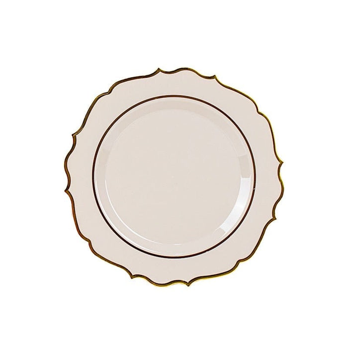10 pcs 8" White Plastic Dessert Plates With Scalloped Rim - Disposable Tableware DSP_PLR0011_8_TAUP