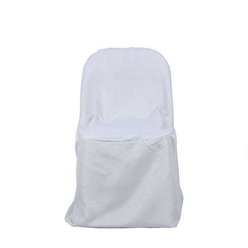 10 pcs Folding Flat Chair Covers Wedding Party Decorations CHAIR_FOLD1_SILV_PK10