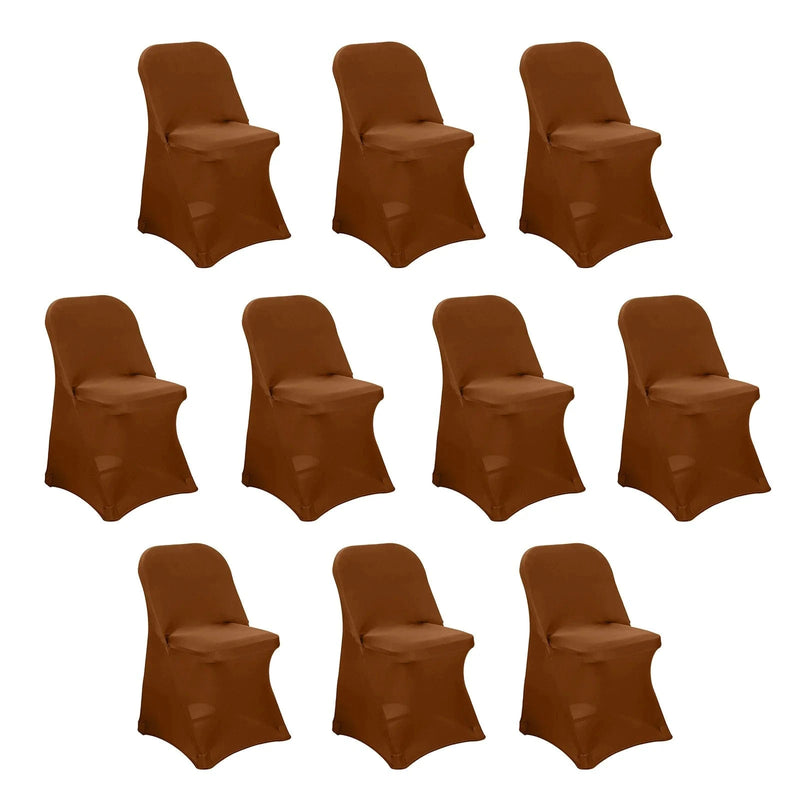 10 pcs Spandex Folding Chair Covers Wedding Party Decorations CHAIR_SPFD_BRN_PK10