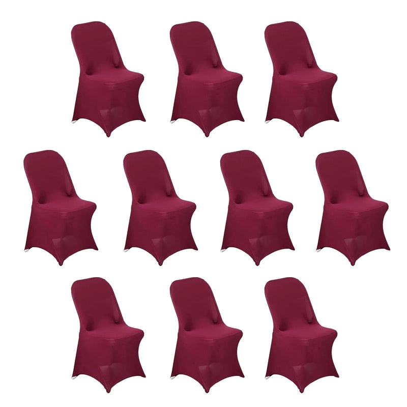 10 pcs Spandex Folding Chair Covers Wedding Party Decorations CHAIR_SPFD_BURG_PK10