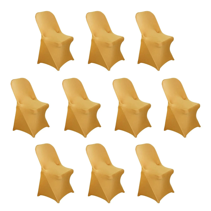 10 pcs Spandex Folding Chair Covers Wedding Party Decorations CHAIR_SPFD_GOLD_PK10