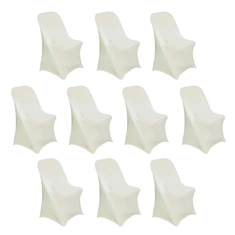 10 pcs Spandex Folding Chair Covers Wedding Party Decorations CHAIR_SPFD_IVR_PK10