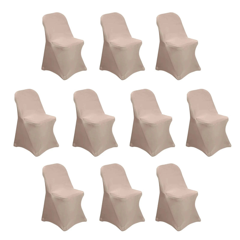 10 pcs Spandex Folding Chair Covers Wedding Party Decorations CHAIR_SPFD_NUDE_PK10