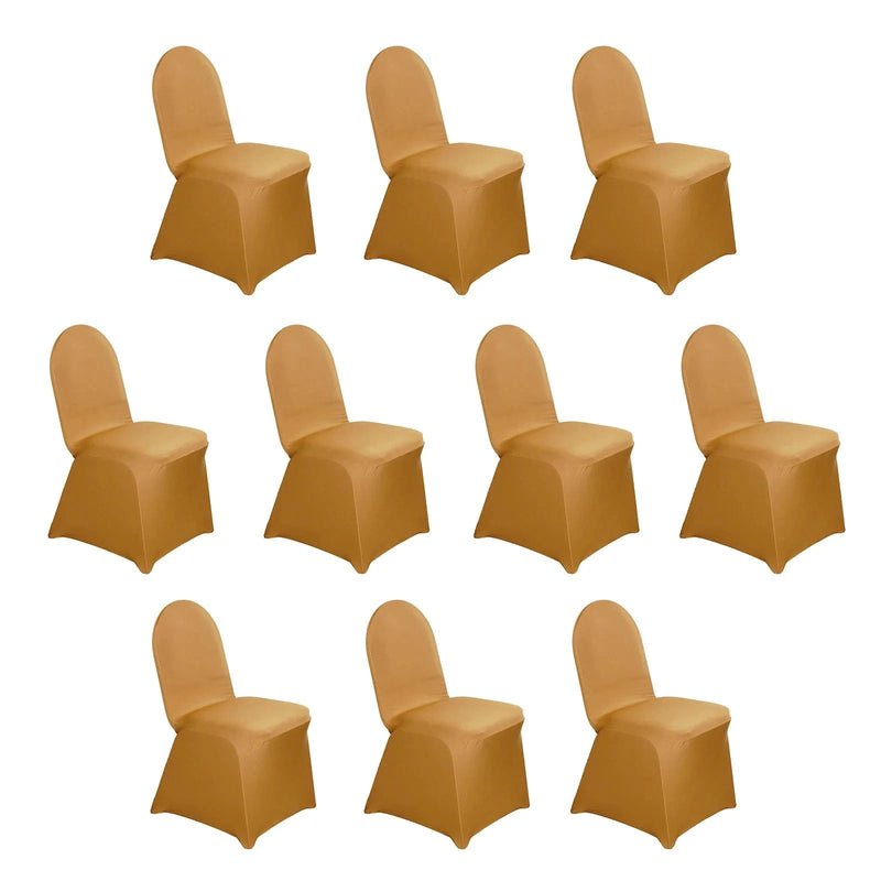 10 pcs Spandex Stretchable Chair Covers Wedding Party Decorations CHAIR_SPX_GOLD_PK10