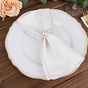 10 Pearl Gold Metal Napkin Rings Dining Table Decor - White NAP_RING53_WHT
