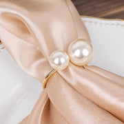 10 Pearl Gold Metal Napkin Rings Dining Table Decor - White NAP_RING53_WHT