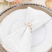 10 Pearl Gold Metal Napkin Rings Dining Table Decor - White NAP_RING53_WHT