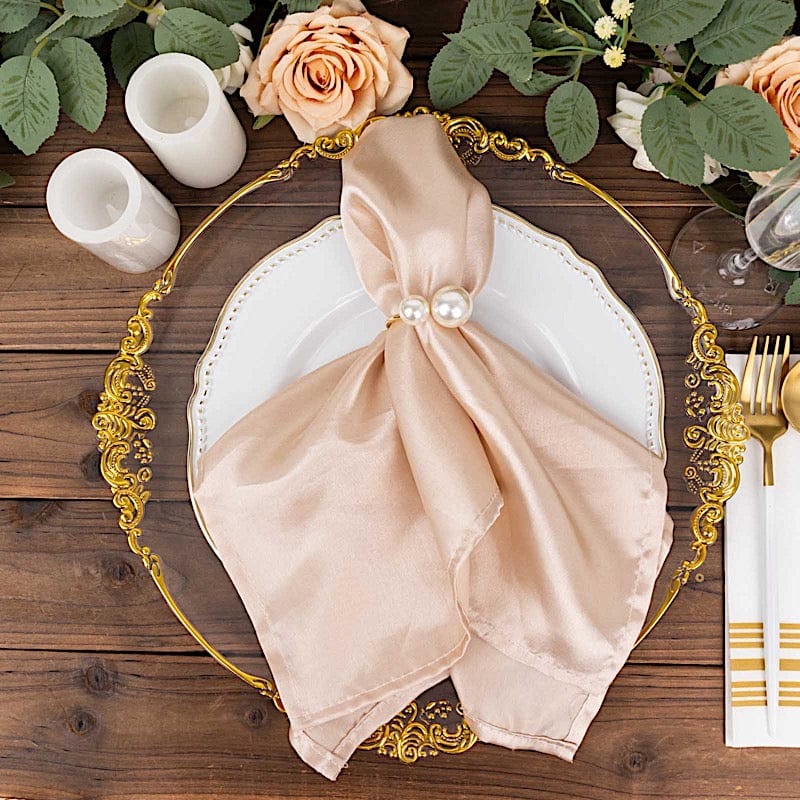 10 Pearl Gold Metal Napkin Rings Dining Table Decor - White NAP_RING53_WHT