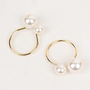 10 Pearl Gold Metal Napkin Rings Dining Table Decor - White NAP_RING53_WHT