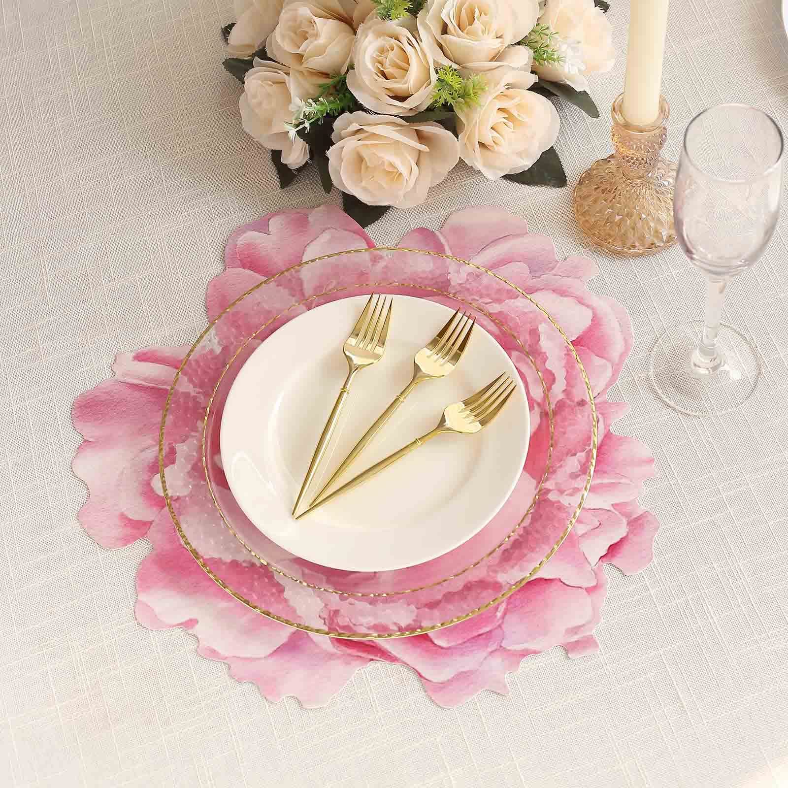 10 Peony Flower Cardboard Paper Placemats - Pink DSP_CHRG_PEO01_PINK