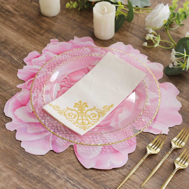 10 Peony Flower Cardboard Paper Placemats - Pink DSP_CHRG_PEO01_PINK