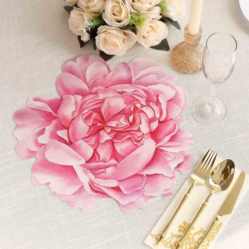 10 Peony Flower Cardboard Paper Placemats - Pink DSP_CHRG_PEO01_PINK
