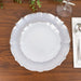 10 Plastic Dinner Salad Plates with Scalloped Rim - Disposable Tableware