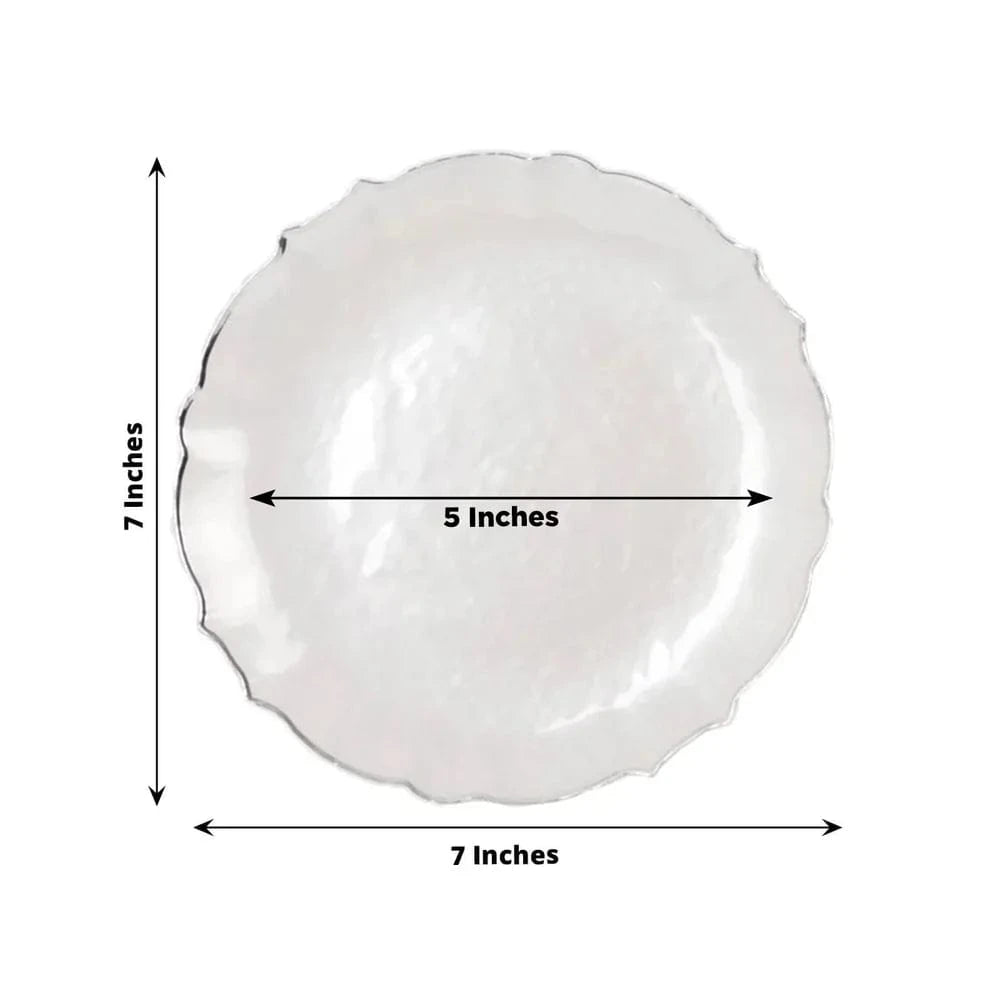 10 Plastic Dinner Salad Plates with Scalloped Rim - Disposable Tableware