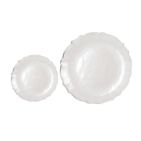 10 Plastic Dinner Salad Plates with Scalloped Rim - Disposable Tableware