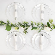 10 Plastic Dinner Salad Plates with Scalloped Rim - Disposable Tableware