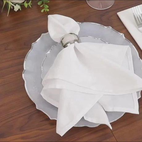 10 Plastic Dinner Salad Plates with Scalloped Rim - Disposable Tableware