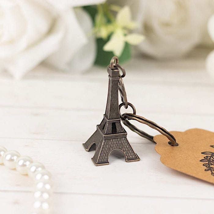 10 Plastic Paris Eiffel Tower Keychain Party Favor - Silver