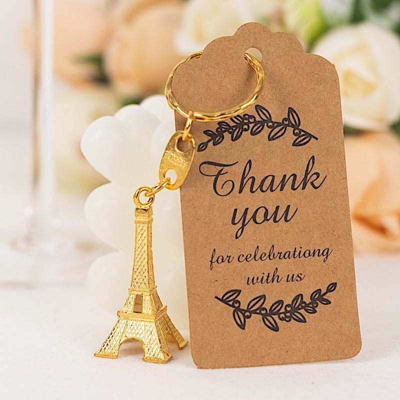 10 Plastic Paris Eiffel Tower Keychain Party Favor - Silver