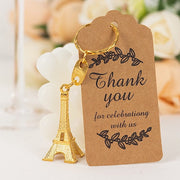 10 Plastic Paris Eiffel Tower Keychain Party Favor - Silver