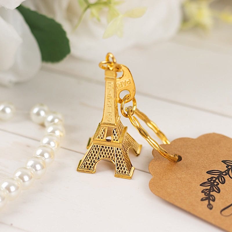 10 Plastic Paris Eiffel Tower Keychain Party Favor - Silver