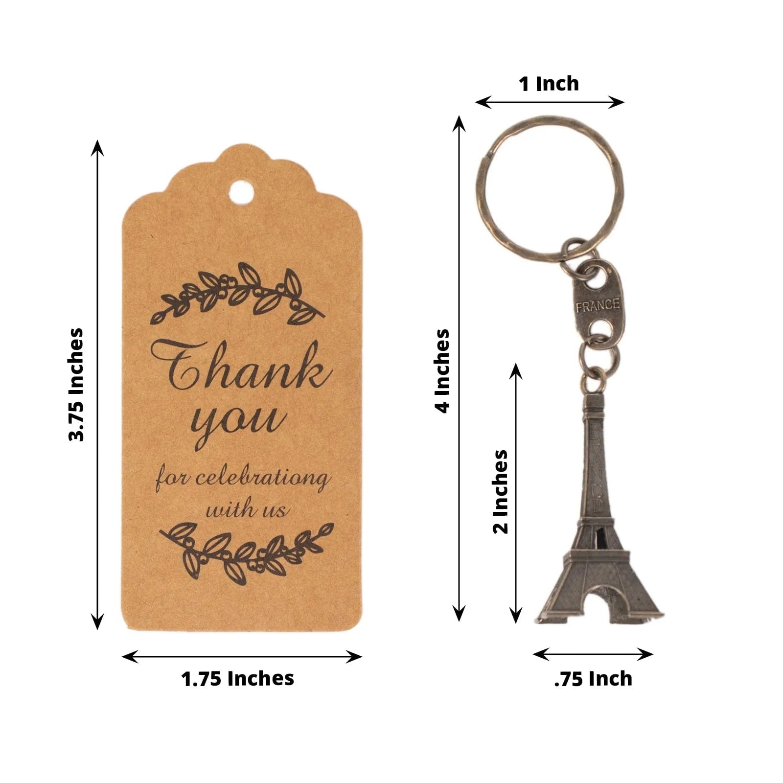 10 Plastic Paris Eiffel Tower Keychain Party Favor - Silver