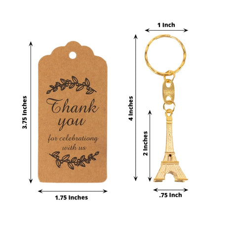 10 Plastic Paris Eiffel Tower Keychain Party Favor - Silver