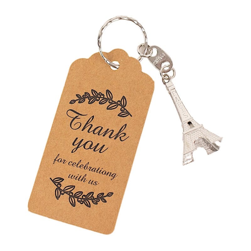 10 Plastic Paris Eiffel Tower Keychain Party Favor - Silver