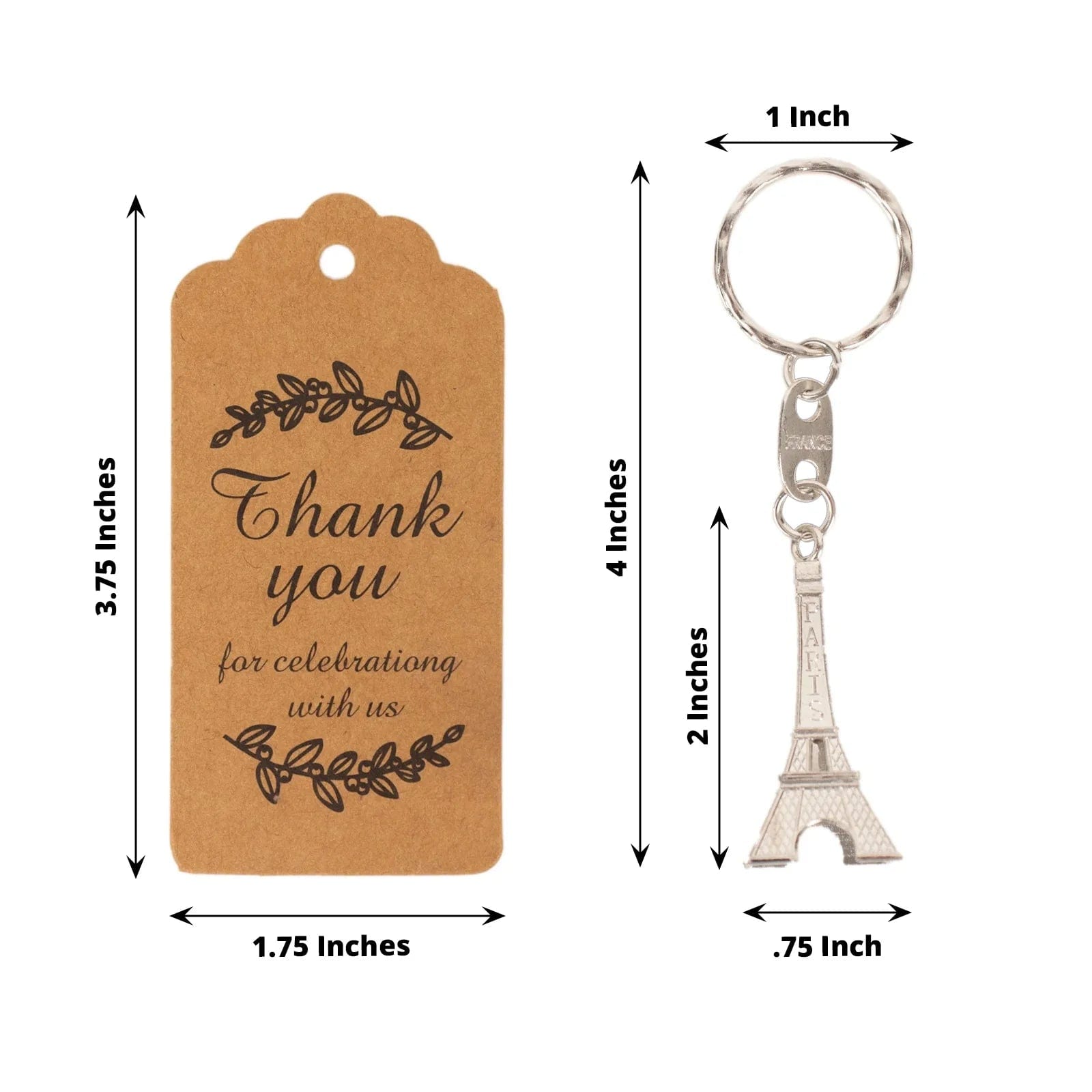 10 Plastic Paris Eiffel Tower Keychain Party Favor - Silver