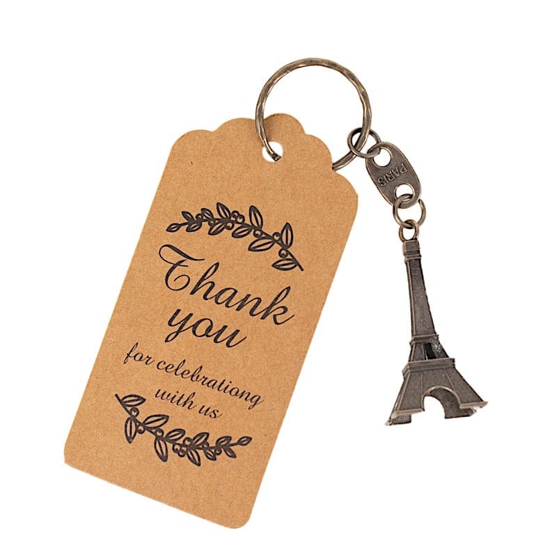 10 Plastic Paris Eiffel Tower Keychain Party Favor - Silver