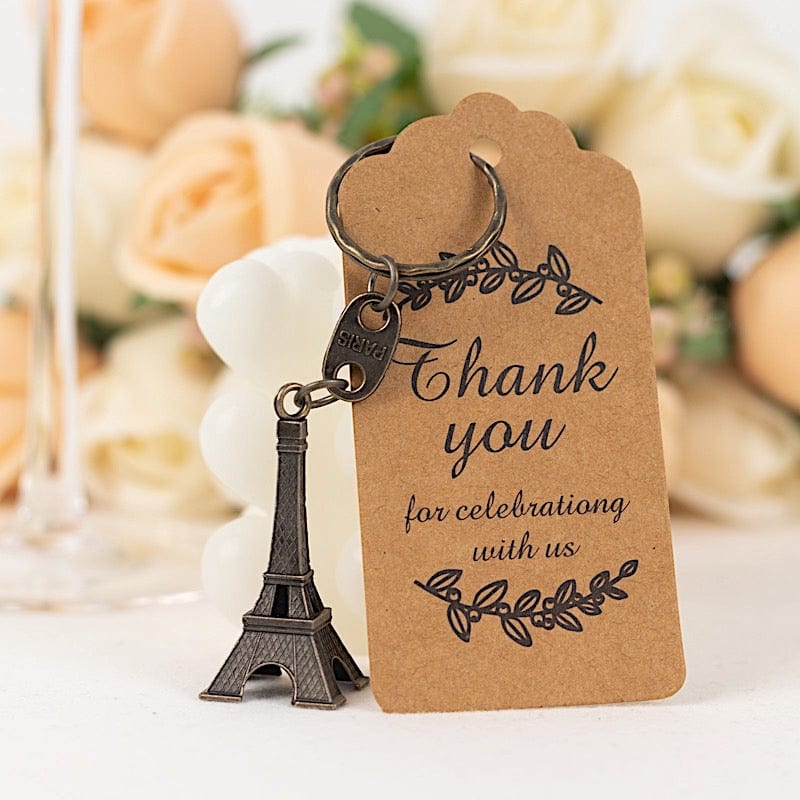 10 Plastic Paris Eiffel Tower Keychain Party Favor - Silver