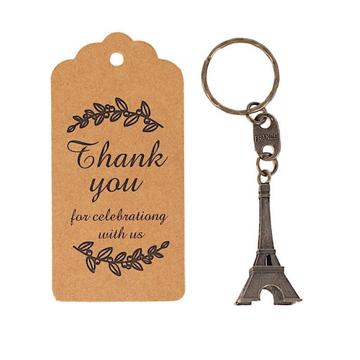 10 Plastic Paris Eiffel Tower Keychain Party Favor - Silver FAV_KYCH_EIF01_045