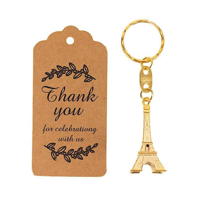 10 Plastic Paris Eiffel Tower Keychain Party Favor - Silver FAV_KYCH_EIF01_GOLD