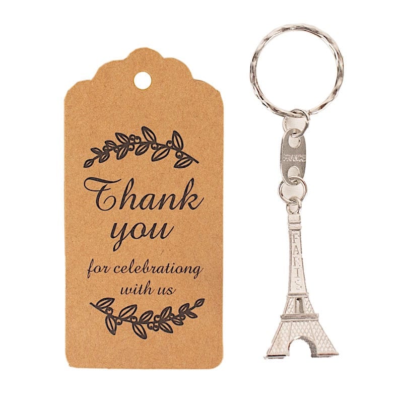 10 Plastic Paris Eiffel Tower Keychain Party Favor - Silver FAV_KYCH_EIF01_SILV