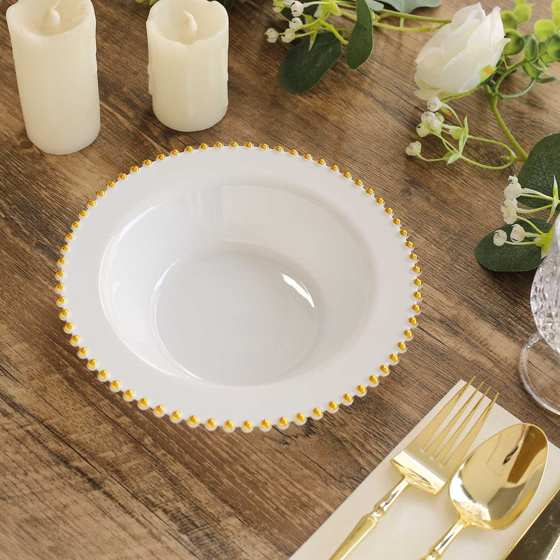 10 Plastic Soup Bowls with Beaded Rim